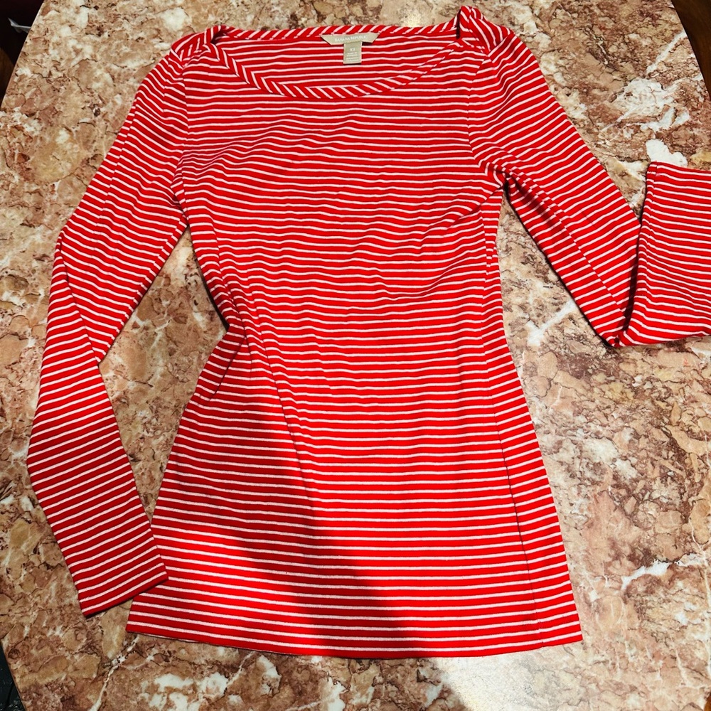 Banana Republic Red and White Striped Top
